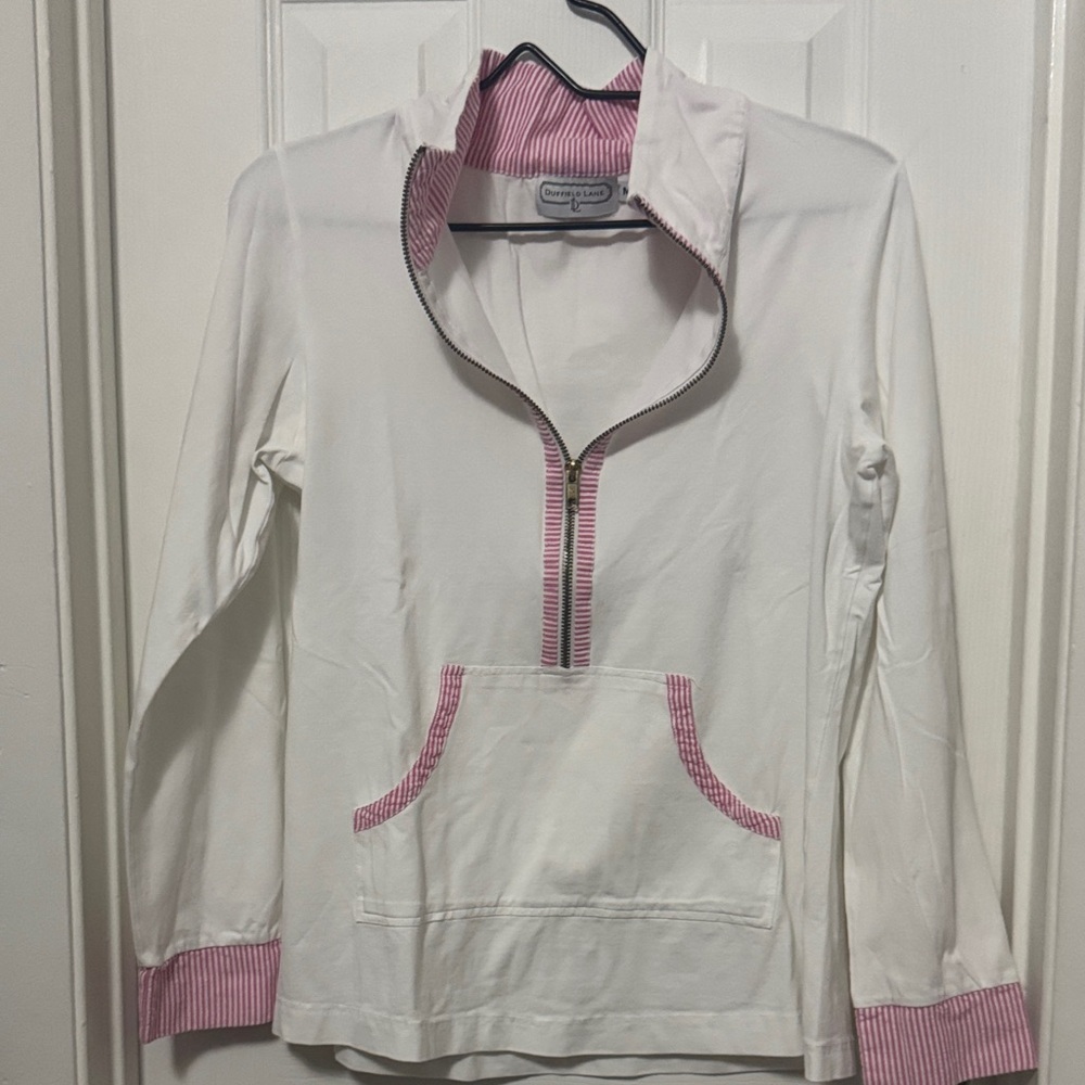 Champion White and Pink Quarter-Zip Pullover